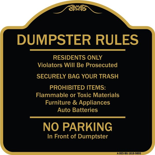 Signmission Designer Series-Residents Only Violators Prosecuted Bag Your Trash No Parking A-DES-BG-1818-9895
